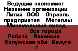 Ведущий экономист › Название организации ­ Литий, ООО › Отрасль предприятия ­ Металлы › Минимальный оклад ­ 24 000 - Все города Работа » Вакансии   . Калужская обл.,Калуга г.